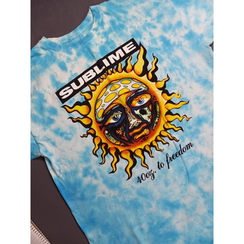 Sublime Freedom Sun Tie Dye Graphic T-Shirt Blue Mens XL